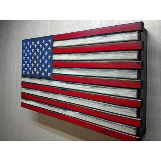 American Furniture Classics Large American Flag Wall Hanging Gun Concealment with Two Secret Compartments