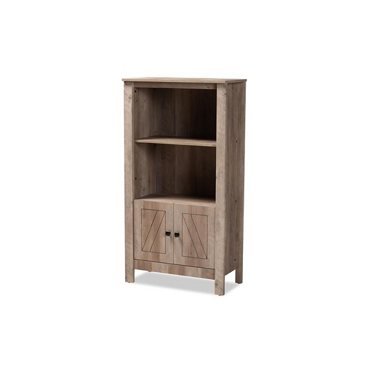 Transitional Rustic Oak Finished Wood 3-Tier Bookcase