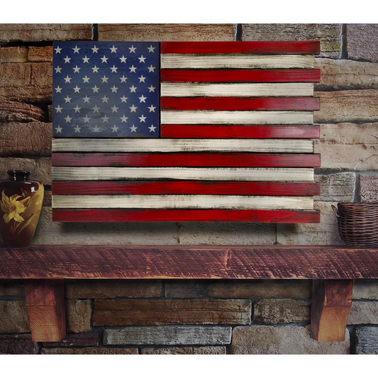 American Furniture Classics Mini American Flag Wall Display with Hidden Gun Concealment