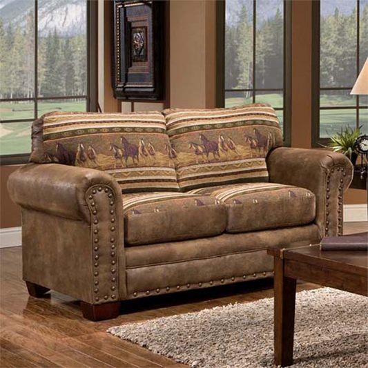 Wild Horses Loveseat - Rustic Design, High Quality Construction