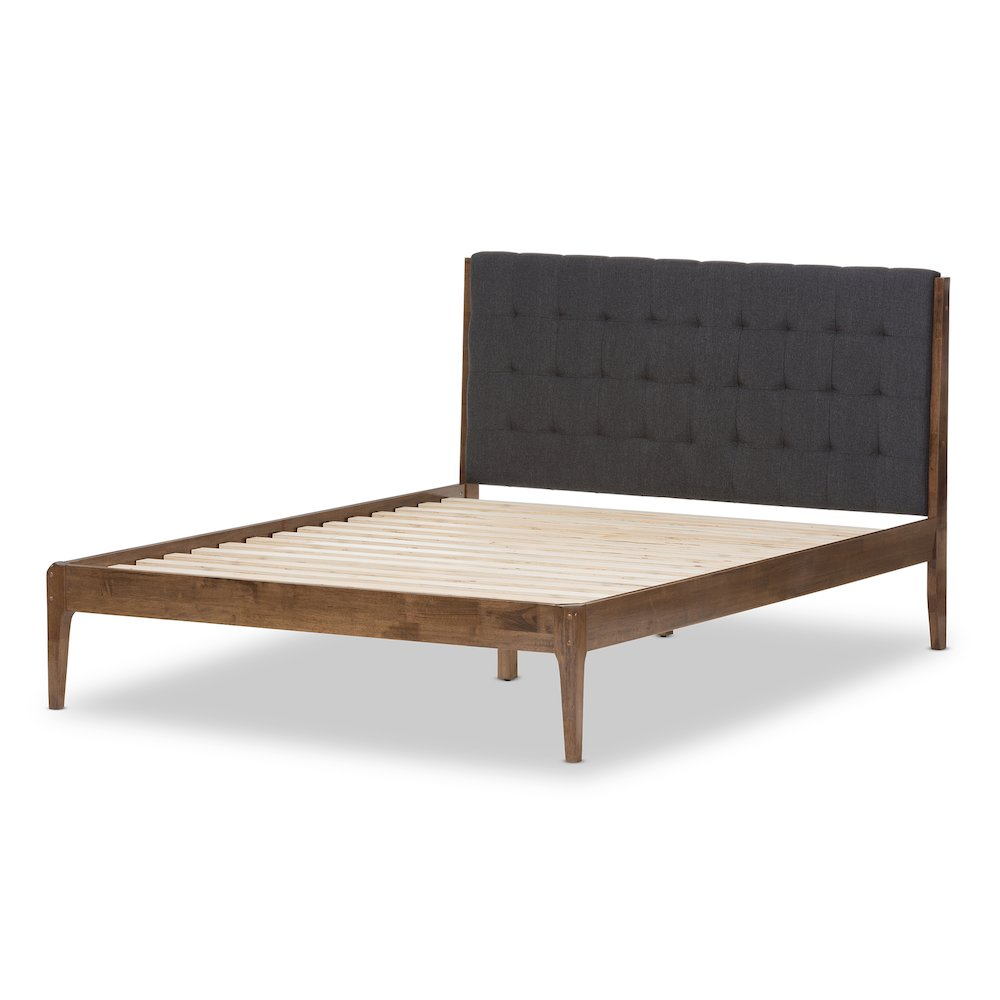 Medium Brown Finish Wood King Size Platform Bed