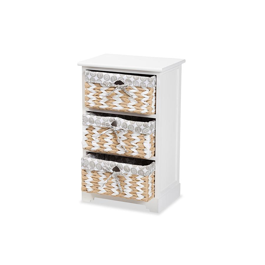 Rianne Modern Transitional White Finished Wood 3-Basket Storage Unit