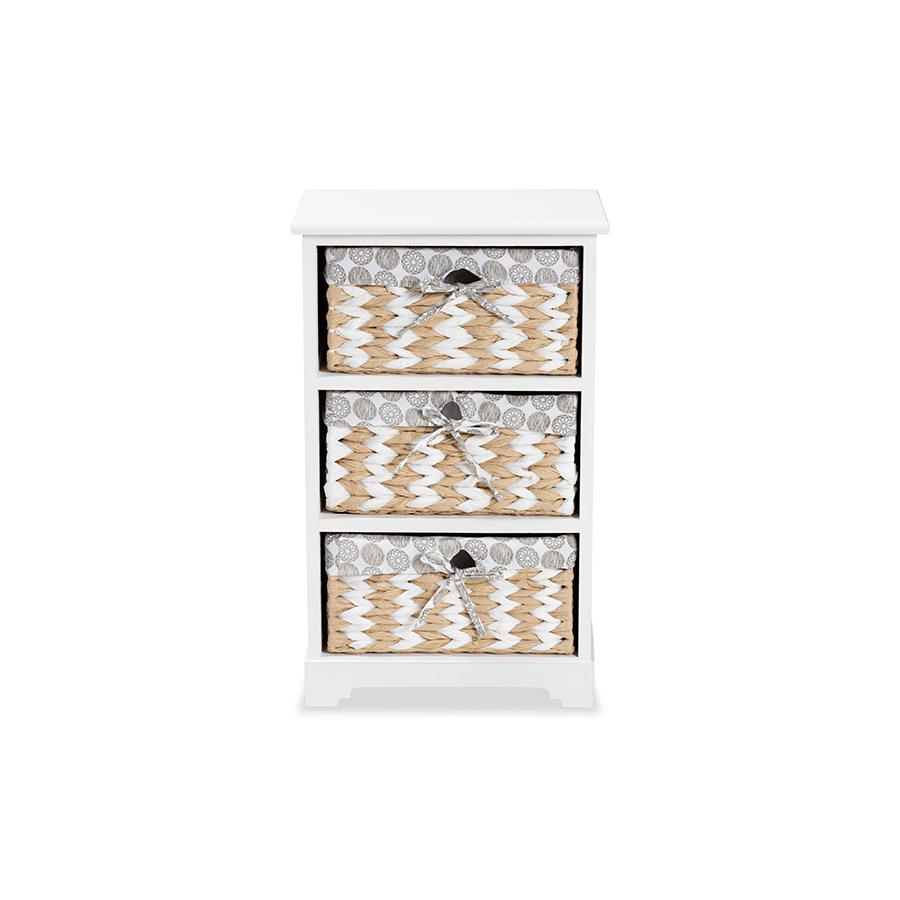 Rianne Modern Transitional White Finished Wood 3-Basket Storage Unit