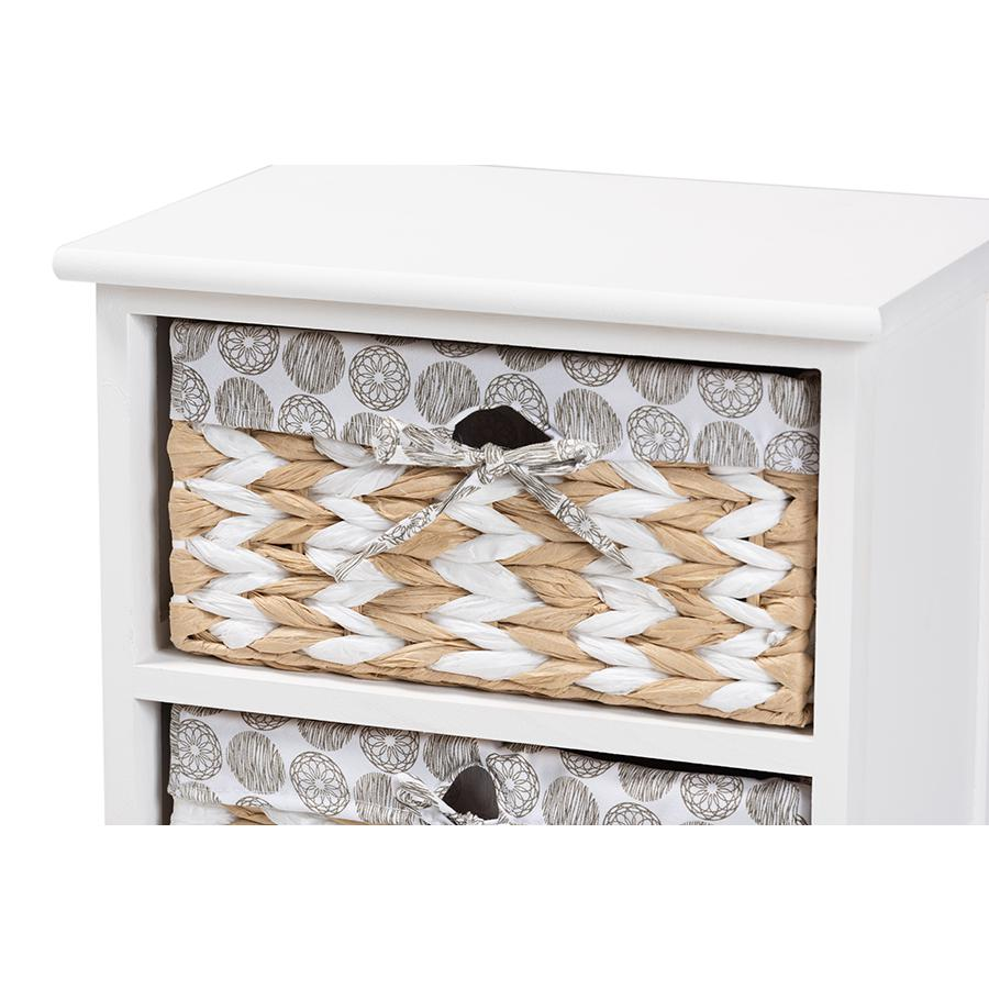 Rianne Modern Transitional White Finished Wood 3-Basket Storage Unit