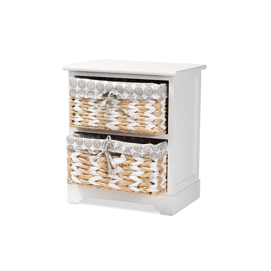 Rianne Modern Transitional White Finished Wood 2-Basket Storage Unit