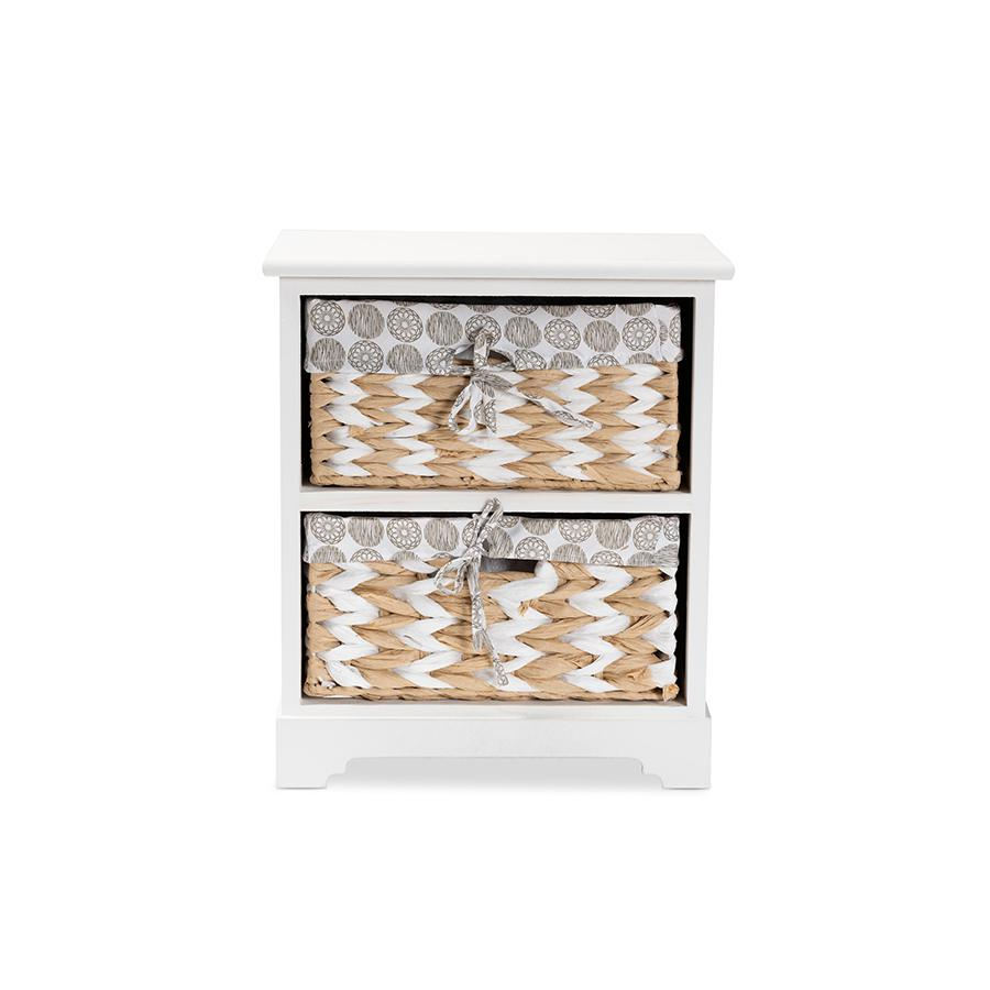 Rianne Modern Transitional White Finished Wood 2-Basket Storage Unit