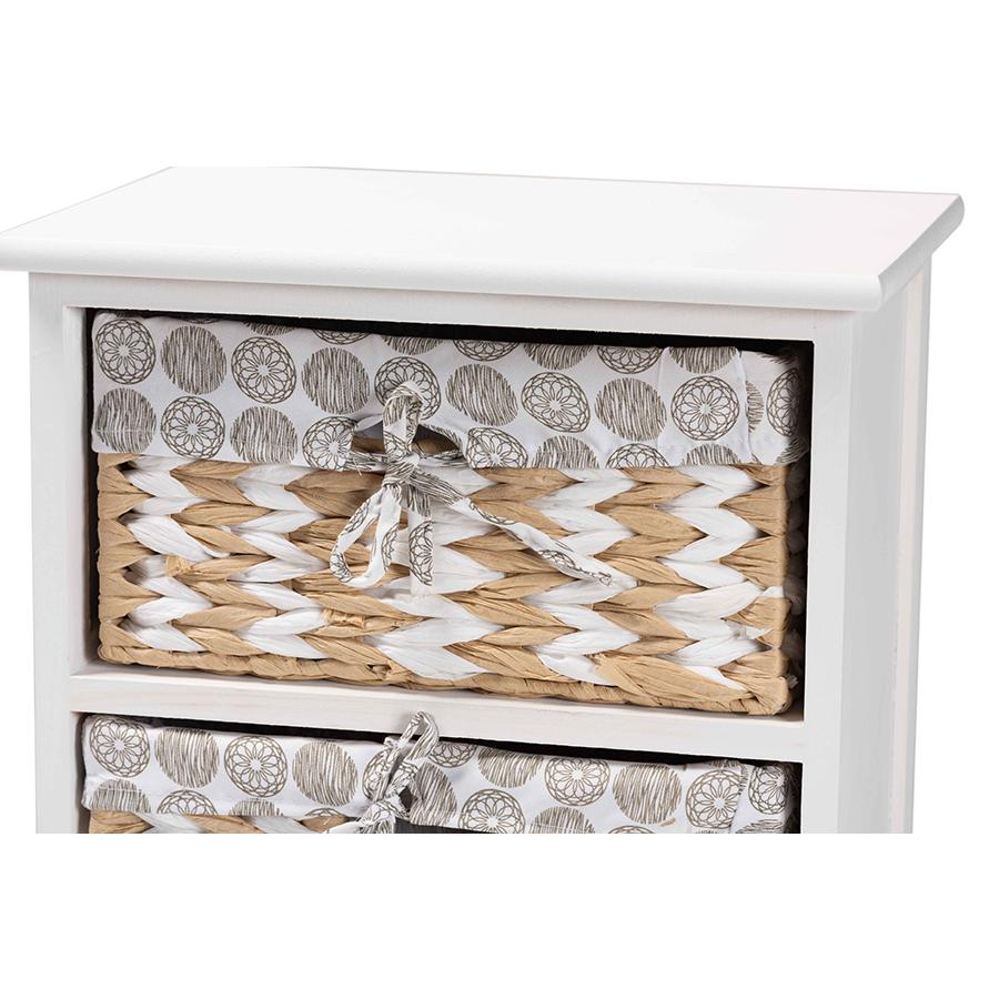 Rianne Modern Transitional White Finished Wood 2-Basket Storage Unit