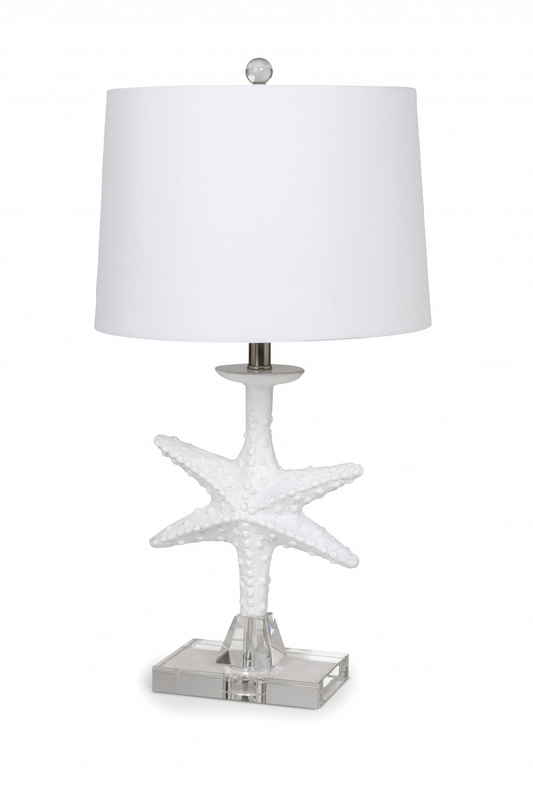 Set Of 2 White Coastal Starfsh Table Lamps - Beach Style Home Decor