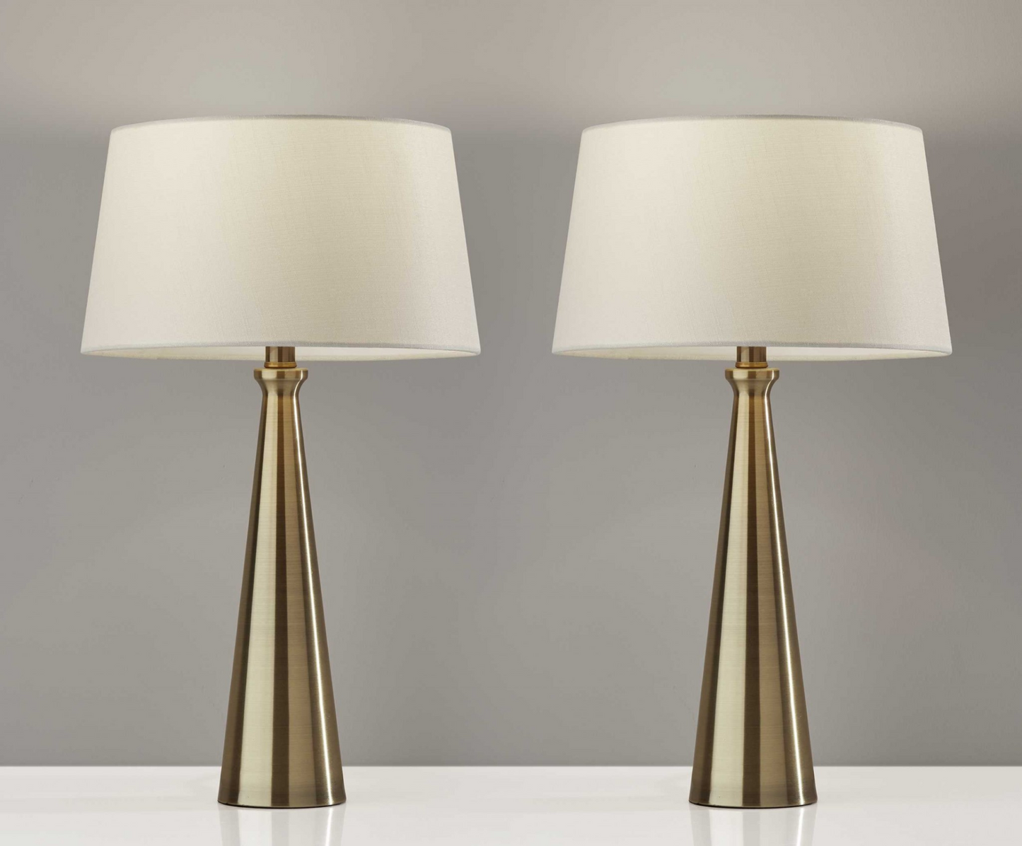 Set Of 2 Contemporary Tapered Brass Metal Table Lamps - Stylish Lighting For Your Home