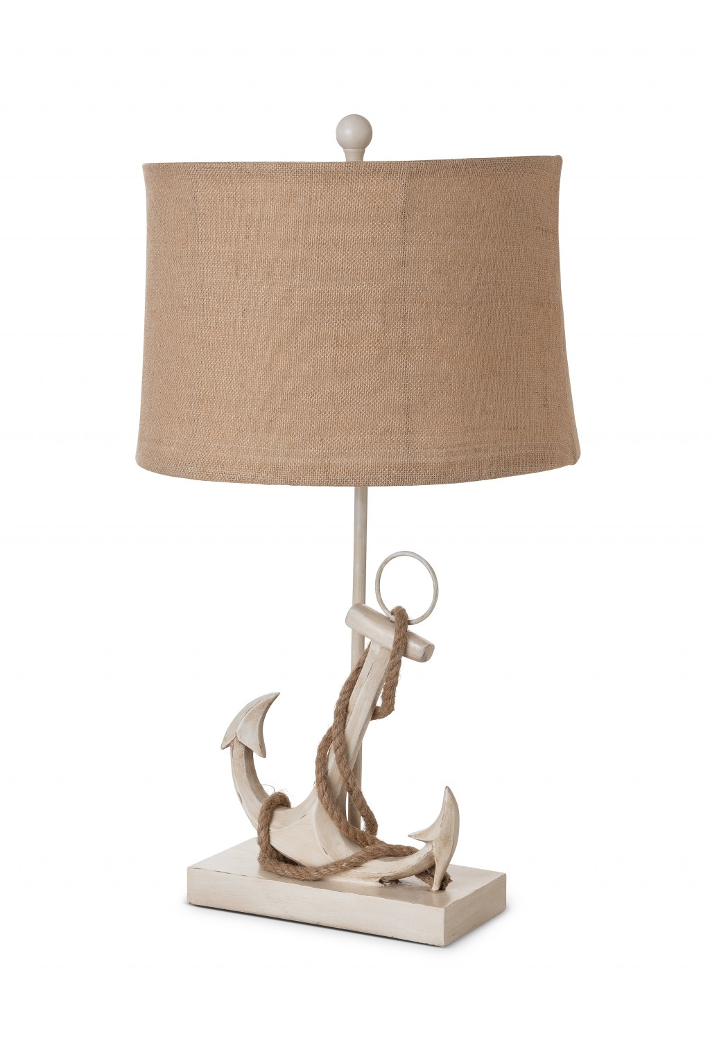 Set of 2 Tan and White Anchor Table Lamps - Elegant Coastal Living Decor