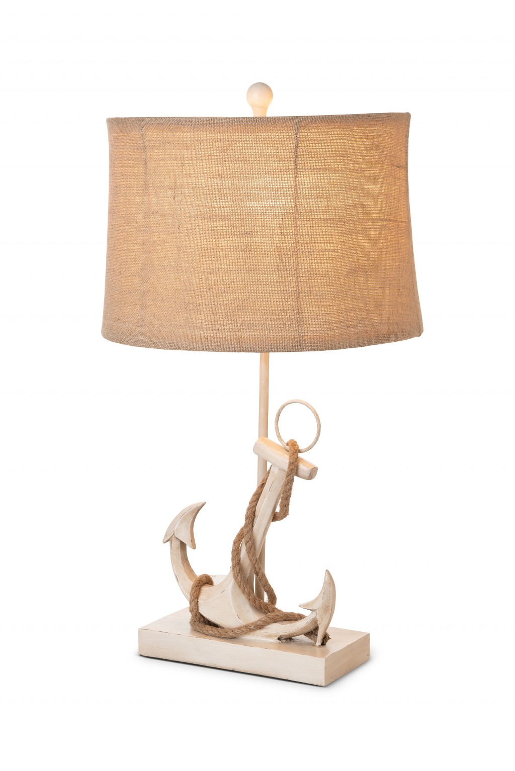 Set of 2 Tan and White Anchor Table Lamps - Elegant Coastal Living Decor