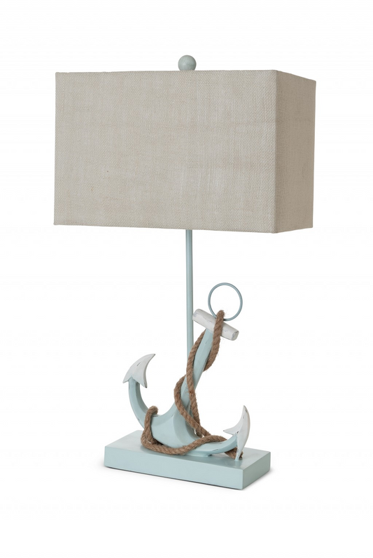 Set of 2 Blue and White Anchor Table Lamps - Coastal Living Décor