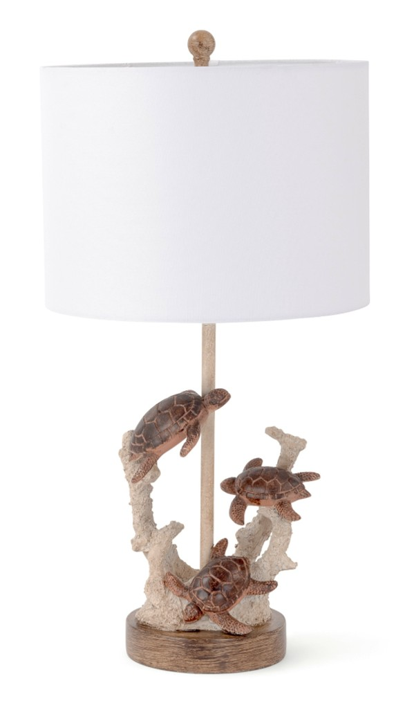 Set of 2 Brown Turtle Reef Table Lamps - Coastal Beach Home Décor