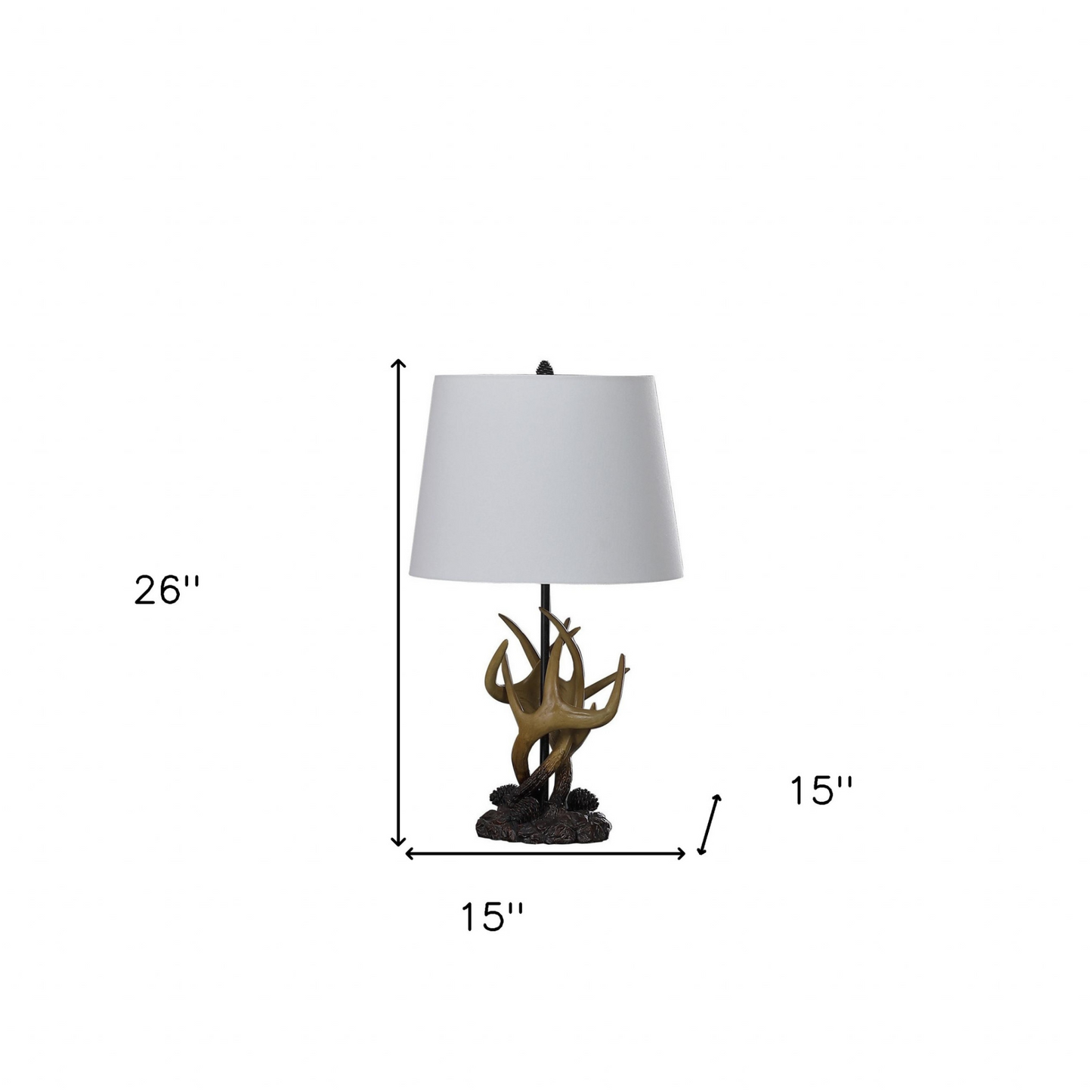 26" Natural And Brown Antlers Table Lamp With White Shade