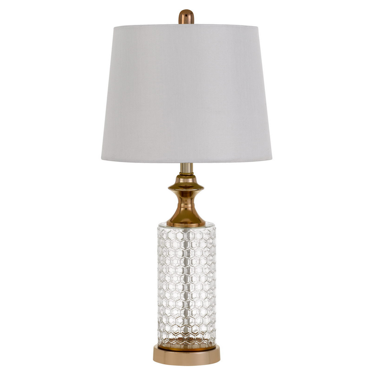 Set of Two 27" Glass Honeycomb and Rose Gold Table Lamps