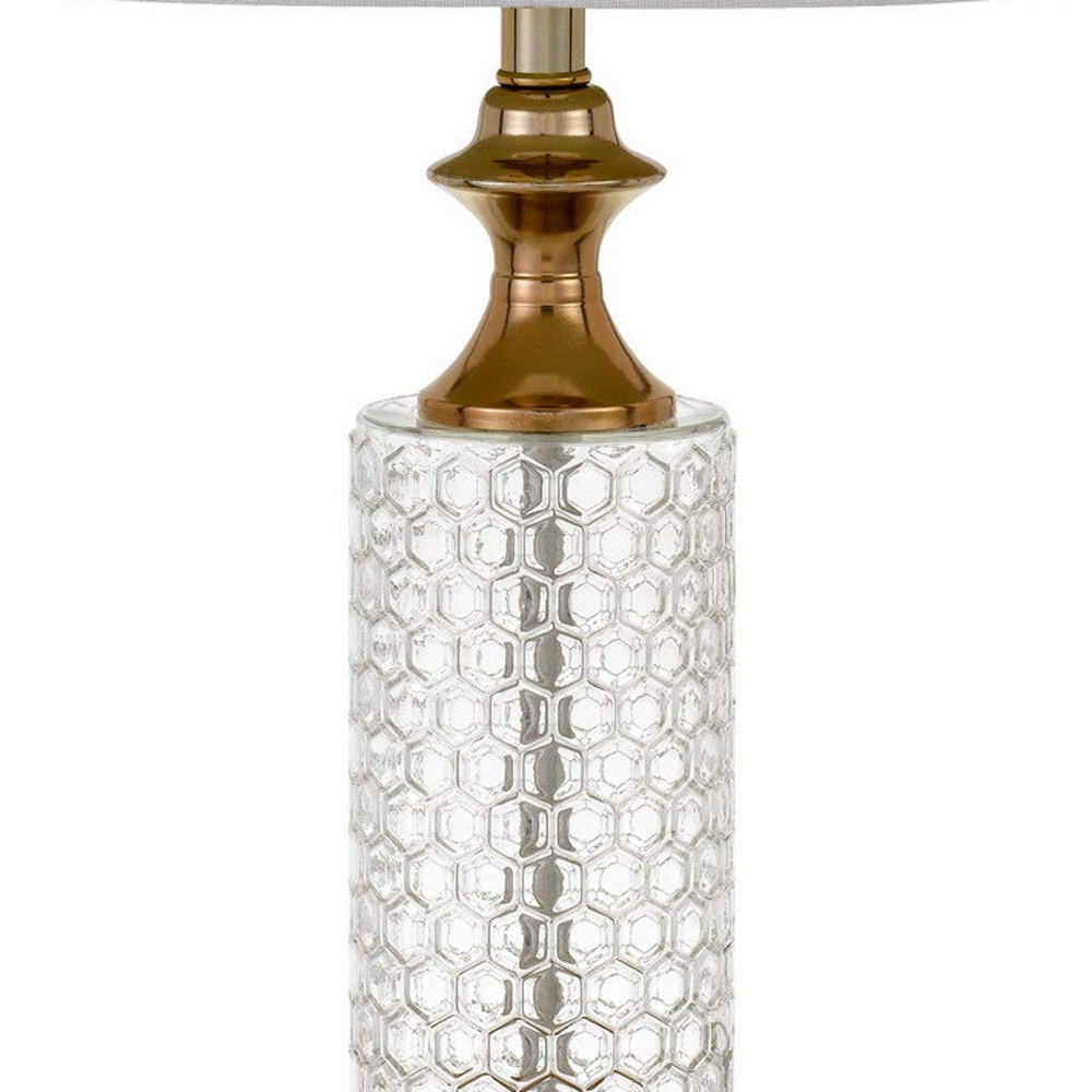 Set of Two 27" Glass Honeycomb and Rose Gold Table Lamps