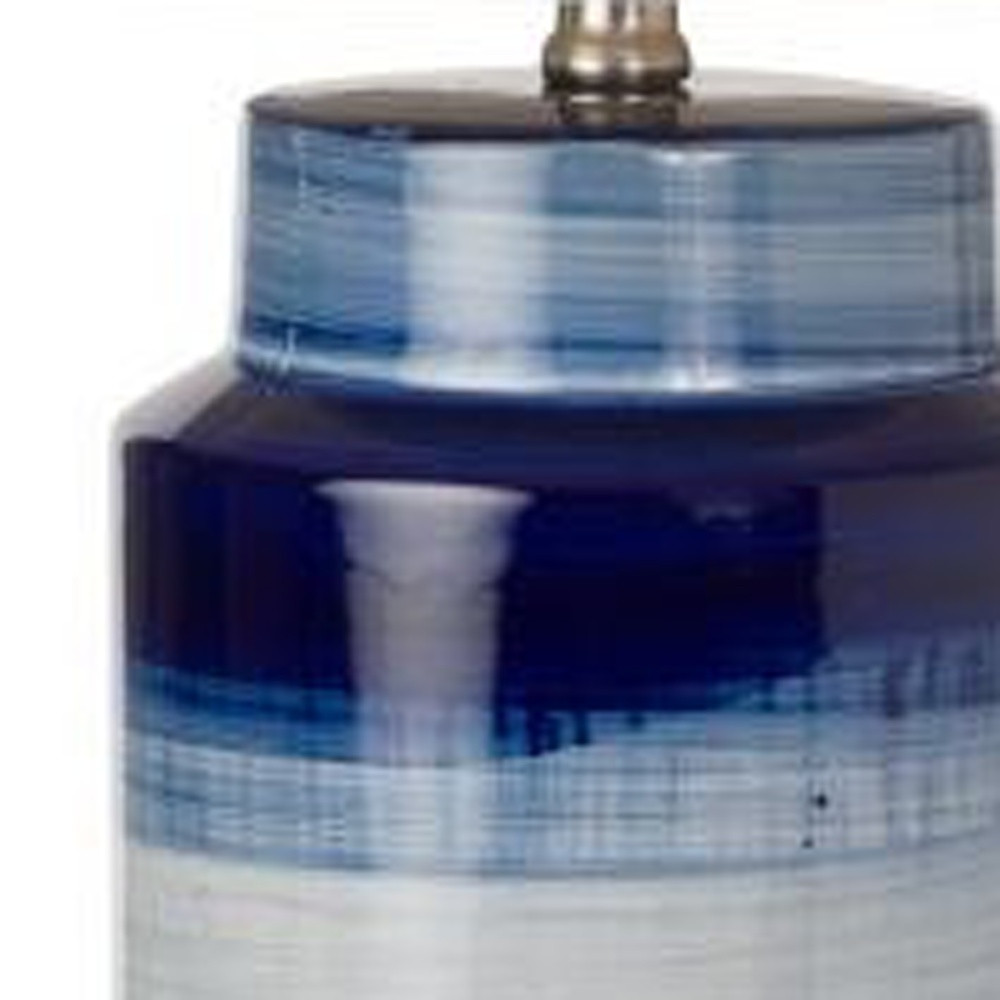 Set of Two 30" Blue and White Swirl Ceramic Table Lamps with White Shade - Add Brightness and Style to Your Home