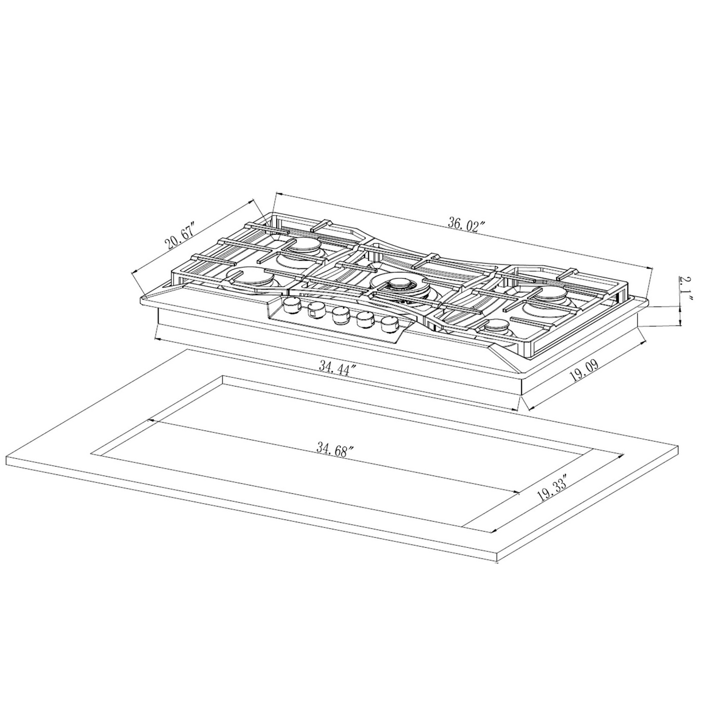 Empava 36GC24 36 in. Built-in Gas Cooktops