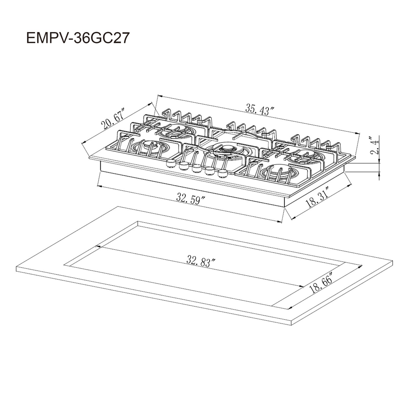 Empava 36GC27 36 in. Built-in Gas Cooktops