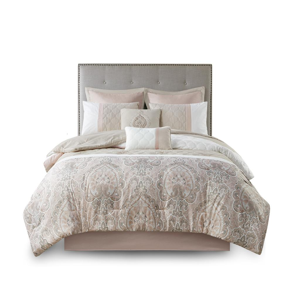 510 Design Shawnee 8 Piece Comforter Set - Blush and Taupe