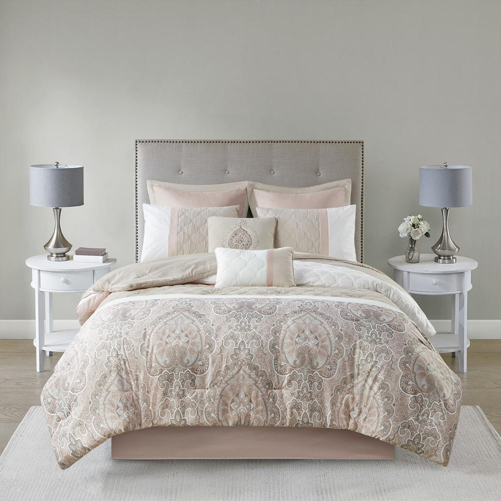 510 Design Shawnee 8 Piece Comforter Set - Blush and Taupe