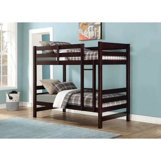 Ronnie Twin/Twin Bunk Bed - Sturdy Wooden Frame, Full Guardrails, and Rail Ladder