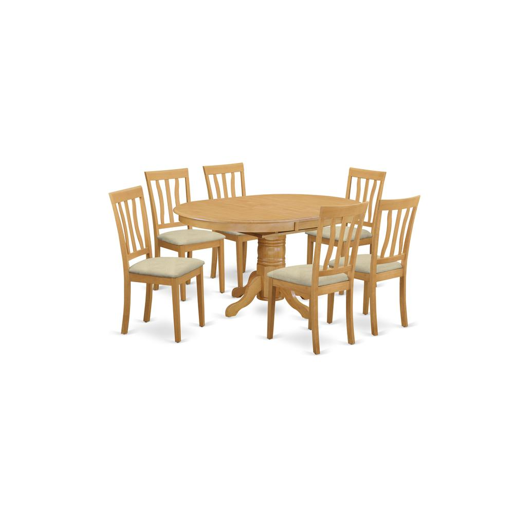 AVAT7-OAK-C 7 Pc Dinette Table Set - Kitchen Dinette Table and 6 Dining Chairs