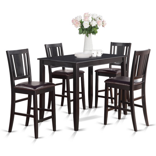 5 Pc Counter Height Table Set with 4 Kitchen Counter Chairs