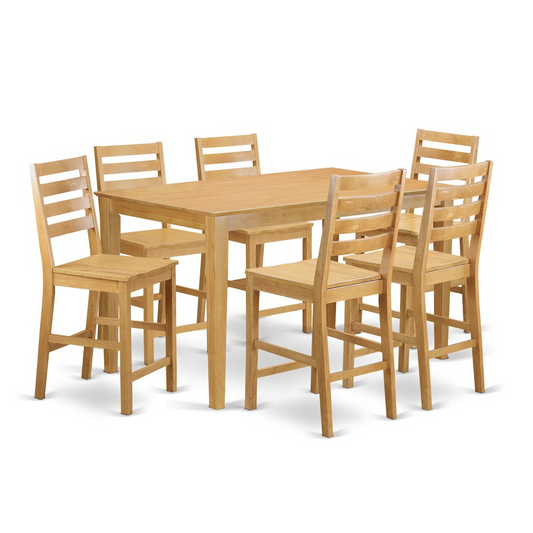 7 Pc Counter Height Set - High Table and 6 Dinette Chairs