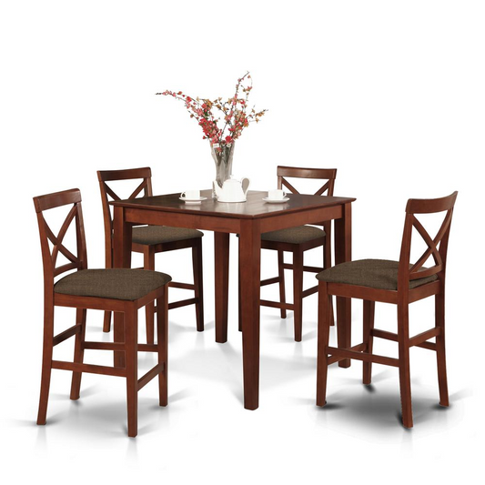 PUBS5-BRN-C 5 Pc counter height Dining set-gathering Table and 4 counter height Chairs