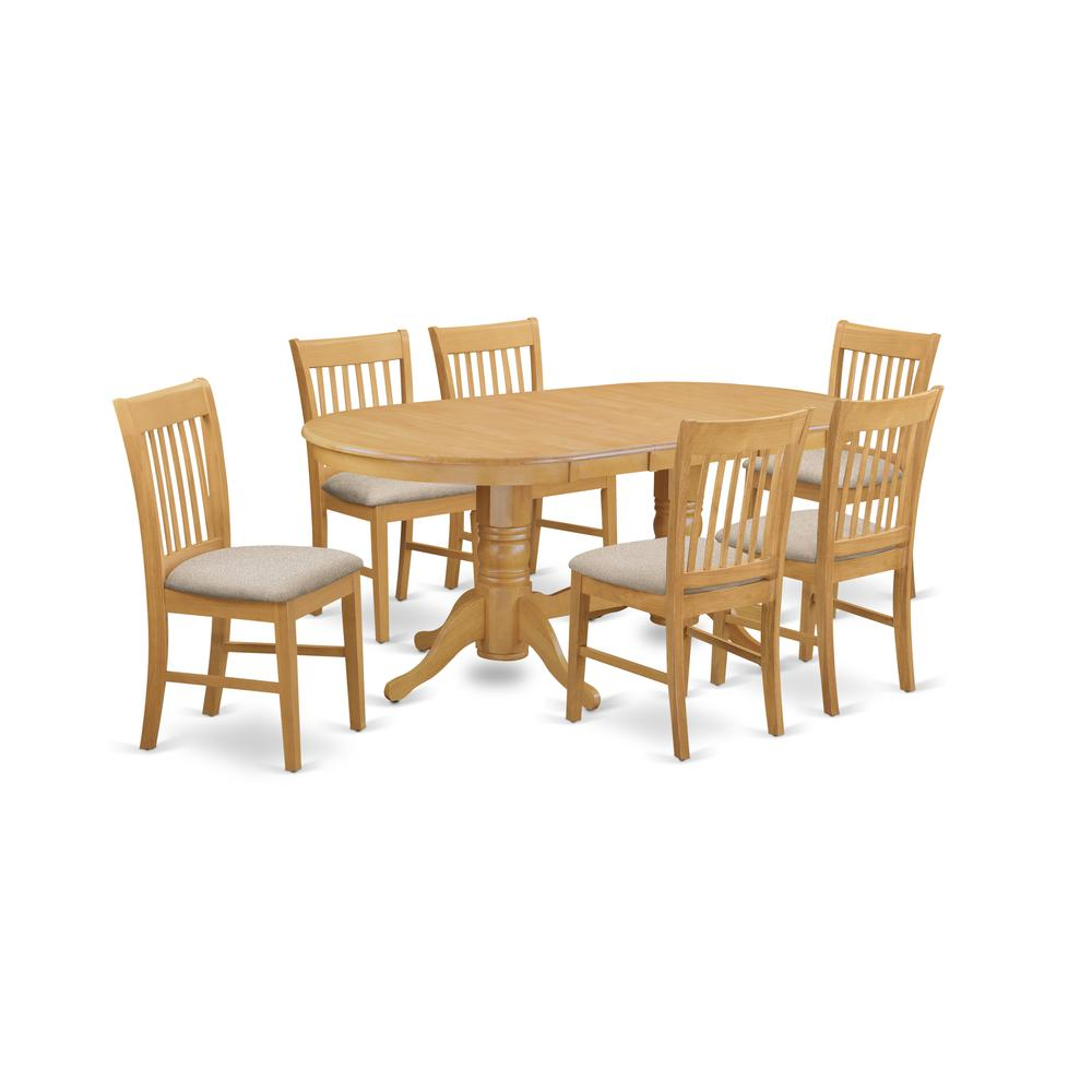 VANO7-OAK-C 7 Pc Dinette Set - Kitchen Dinette Table and 6 Dinette Chairs