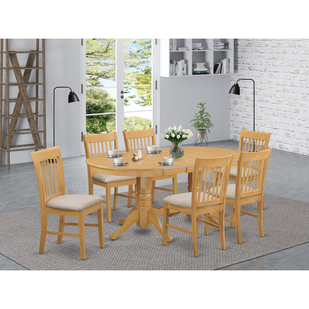 VANO7-OAK-C 7 Pc Dinette Set - Kitchen Dinette Table and 6 Dinette Chairs