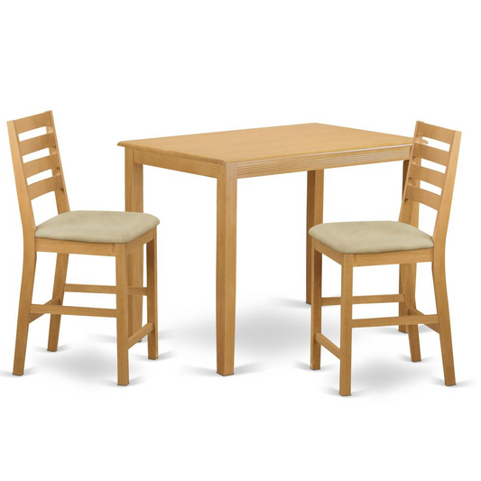 YACF3-OAK-C 3 PC Counter Height Set - Counter Height Table and 2 Dinette Chairs