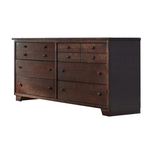 Simplistic Diego Dresser with Espresso Pine Finish | Metal Hardware