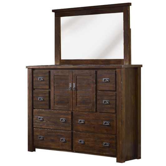 Rustic Trestlewood Dresser with Distressed Finish and Solid Pine Construction