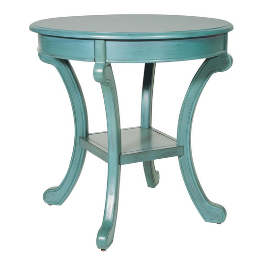 Vermont Accent Table in Antique Caribbean Blue Finish | Hand Painted | Easy Assembly