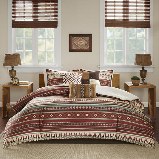 Madison Park Taos Collection - 100% Polyester Softspun Printed 7 Piece Comforter Set