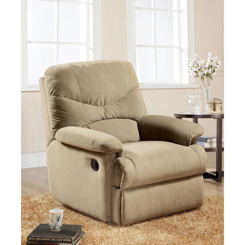 Arcadia Recliner (Motion), Beige Microfiber 00626 - Comfort, Style, and Value for Your Home