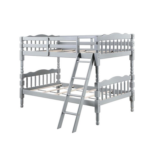 Homestead Gray Finish Twin/Twin Bunk Bed - Convertible, Right Facing Ladder, Easy Access Guard Rail