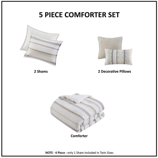 5 Piece Clipped Jacquard Comforter Set - Stylish and Cozy Bedroom Upgrade