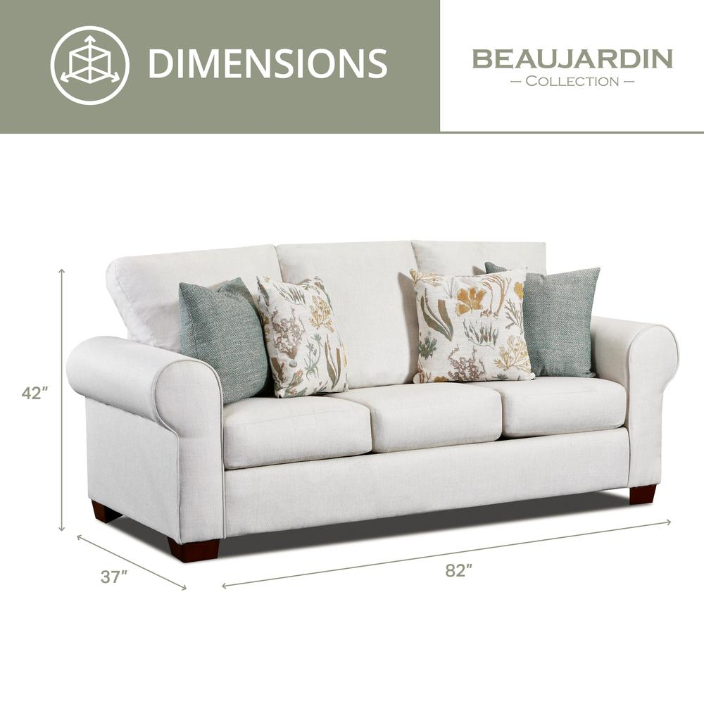 Living Room Beaujardin Sofa with Four Throw Pillows