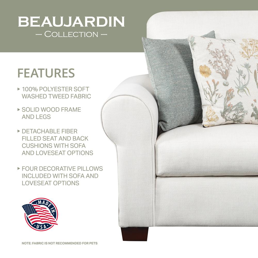 Living Room Beaujardin Sofa with Four Throw Pillows