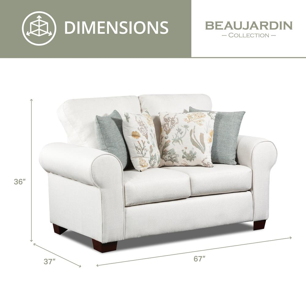 Living Room Beaujardin Loveseat with Four Throw Pillows