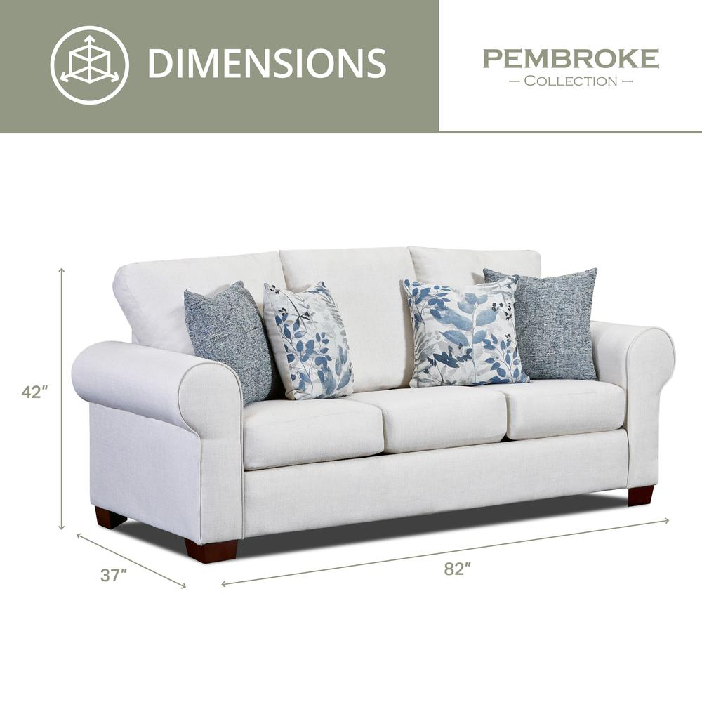 Living Room Pembroke Sofa with Four Throw Pillows