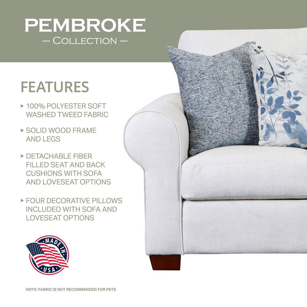 Living Room Pembroke Sofa with Four Throw Pillows