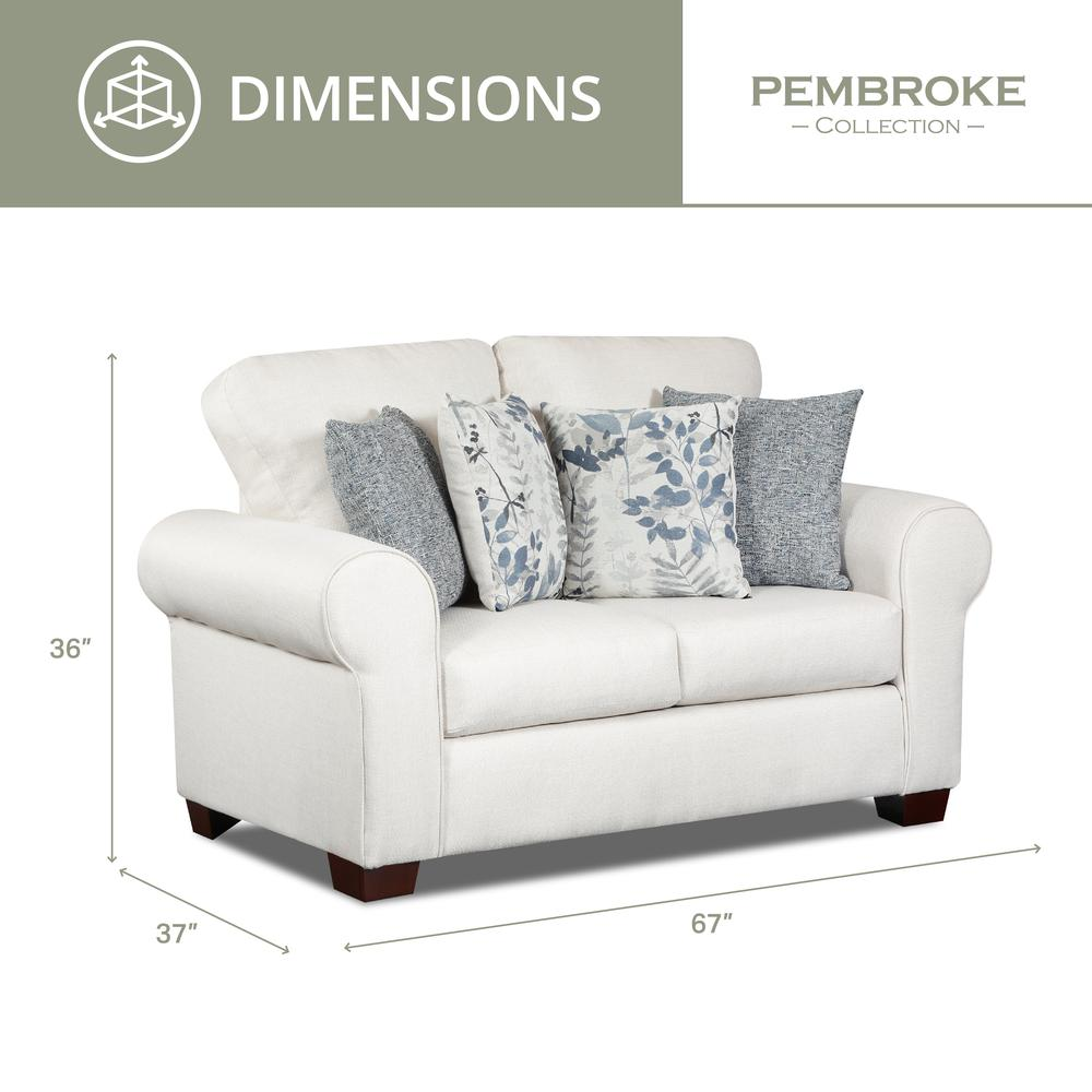 Living Room Pembroke Loveseat with Four Throw Pillows