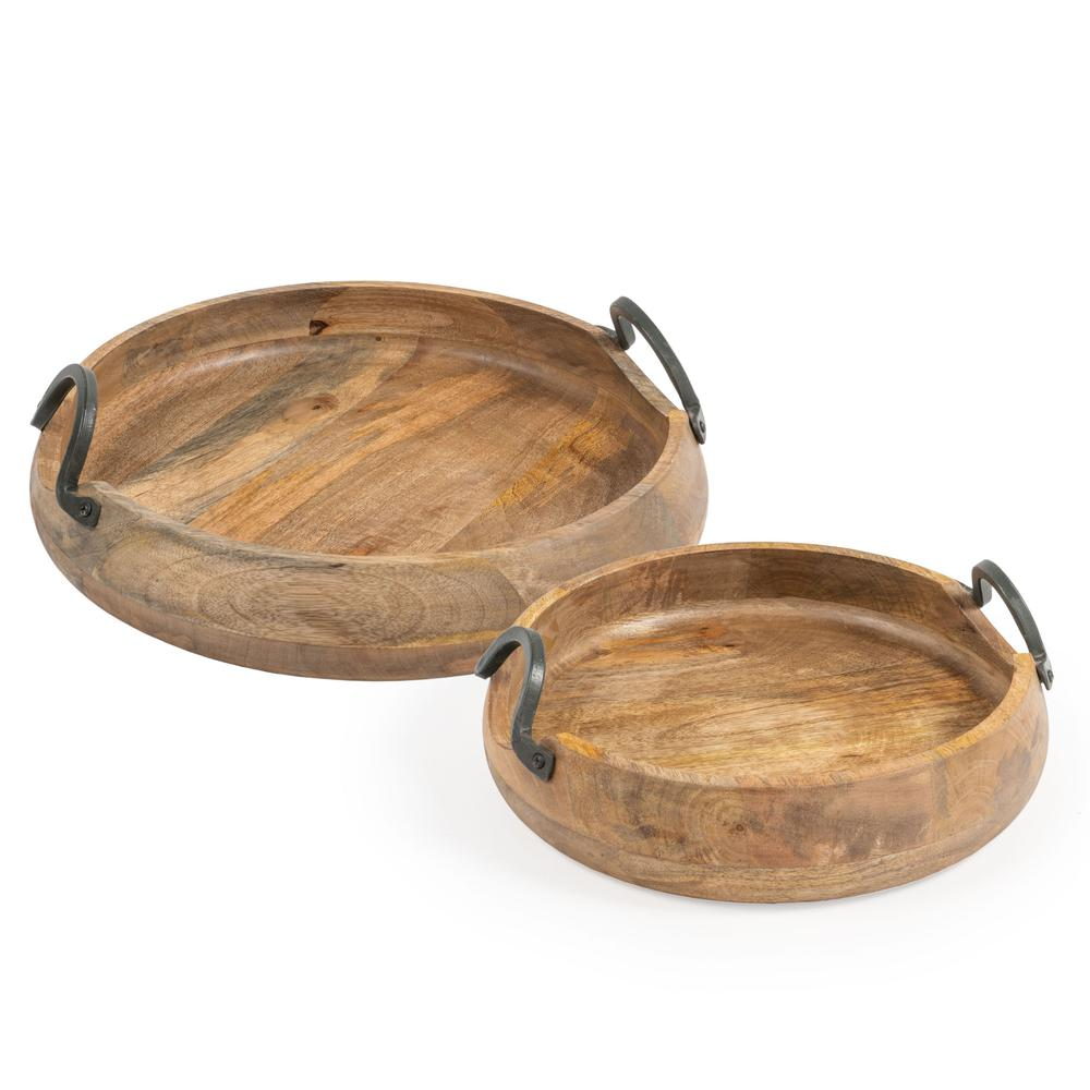 Walker 2 Piece Wood Coffee Table Tray Set