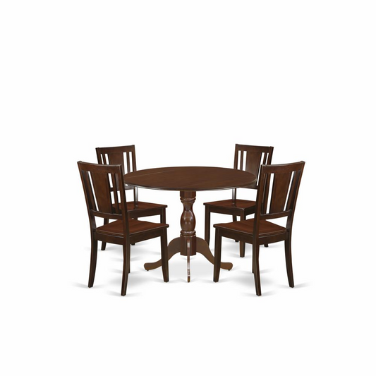 East West Furniture DMDU5-MAH-W 5 Piece Dinette Sets - Mahogany Finish