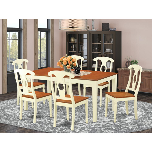 7 PC Dining Room Sets - Kitchen Dinette Table and 6 Kitchen Chairs | High-Quality Rubber Wood | Cherry Finish