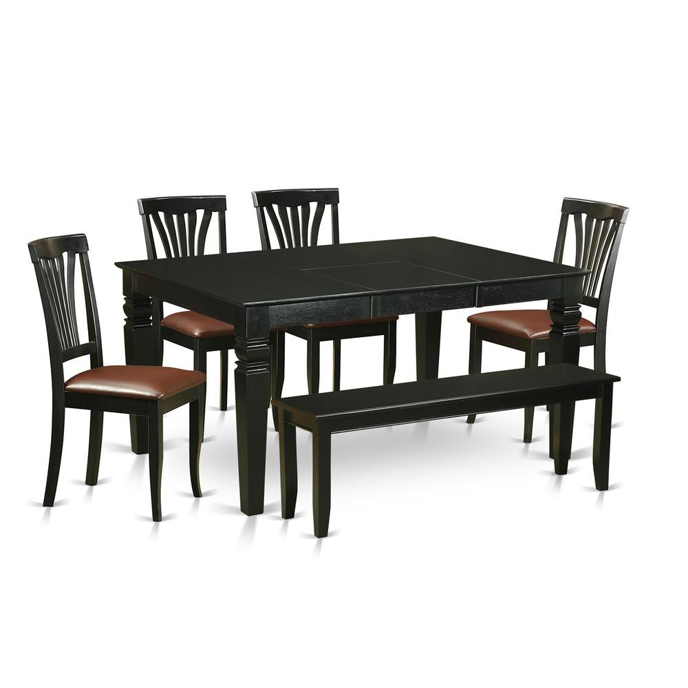 6 PC Dinette Set - Kitchen Table and 4 Dinette Chairs coupled with Bench